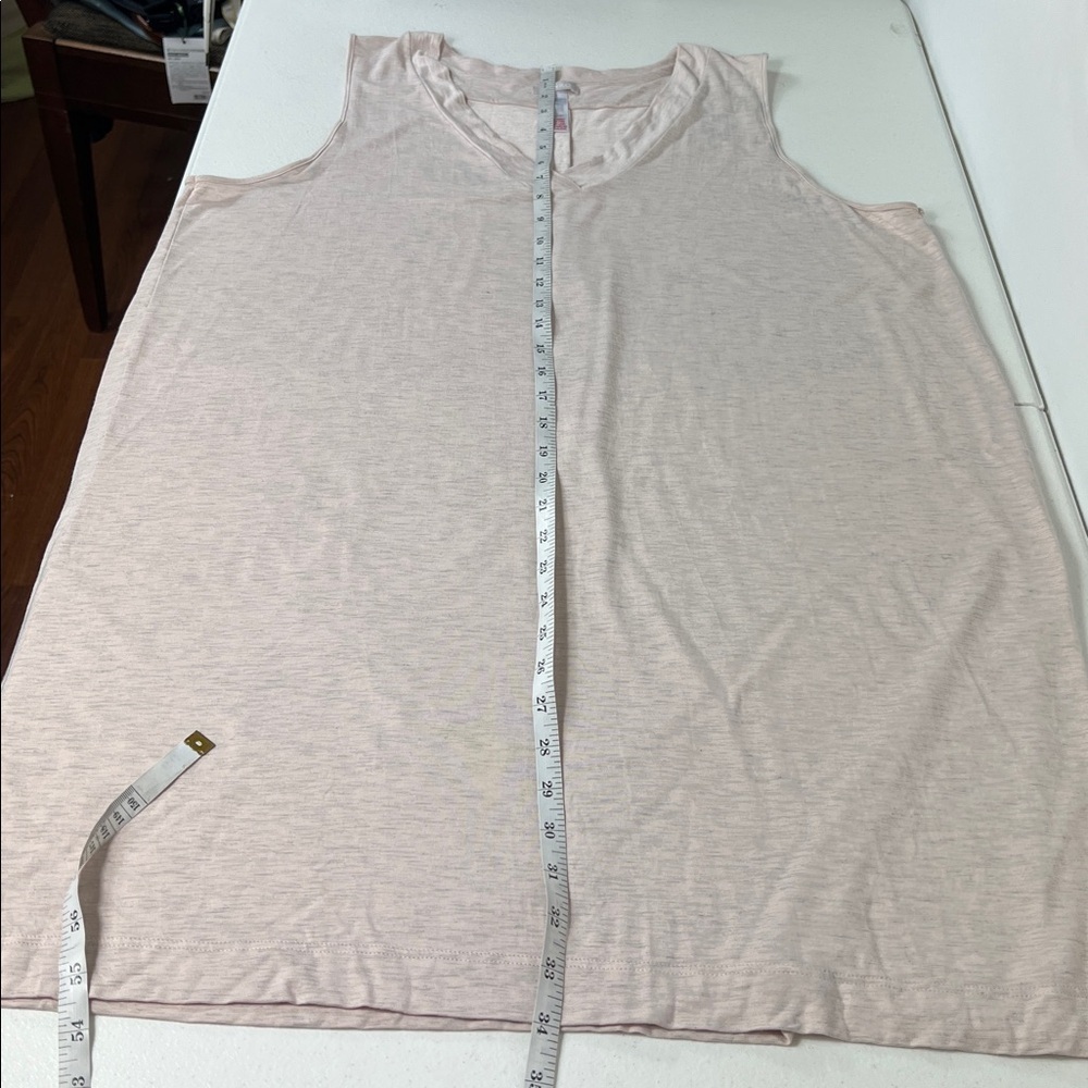 Hanro‎ Sz XL Nightgown Loungewear Pale Pink Heather Sleeveless V Neck - Picture 7 of 8